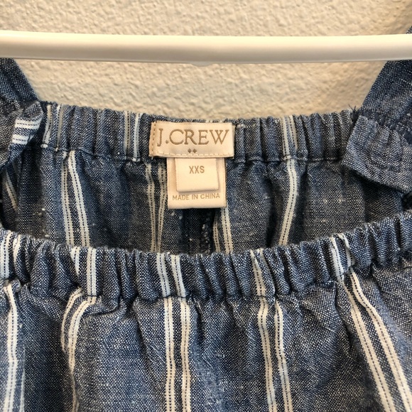 J Crew Striped Chambray Ruffle Neck Dress - Picture 6 of 7